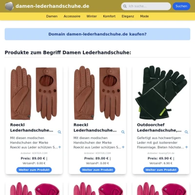 Screenshot damen-lederhandschuhe.de