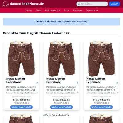 Screenshot damen-lederhose.de