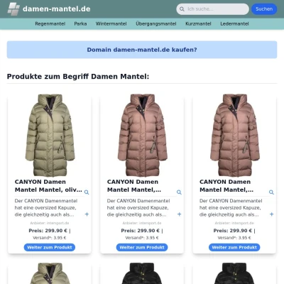 Screenshot damen-mantel.de