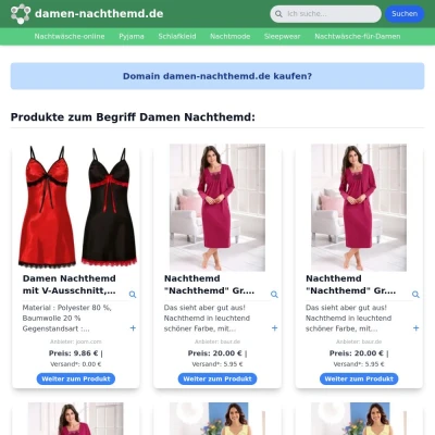 Screenshot damen-nachthemd.de