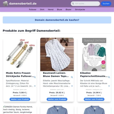 Screenshot damenoberteil.de