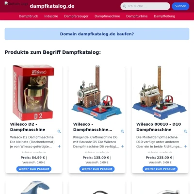 Screenshot dampfkatalog.de