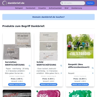 Screenshot dankbrief.de