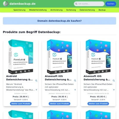 Screenshot datenbackup.de