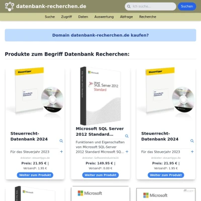 Screenshot datenbank-recherchen.de