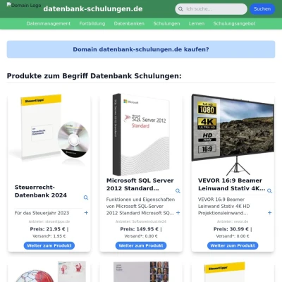 Screenshot datenbank-schulungen.de