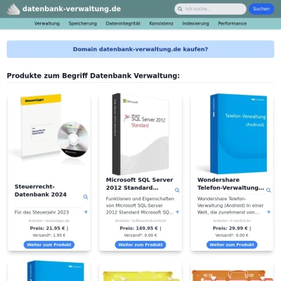 Screenshot datenbank-verwaltung.de