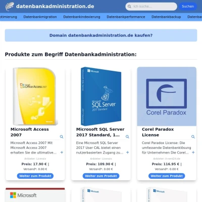 Screenshot datenbankadministration.de