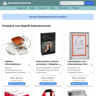 Screenshot datenbescheid.de