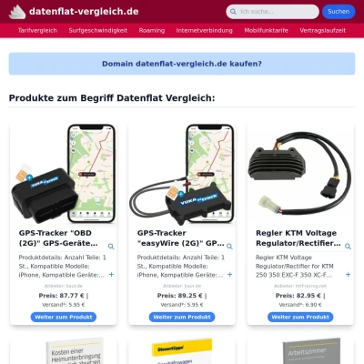 Screenshot datenflat-vergleich.de