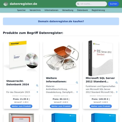 Screenshot datenregister.de