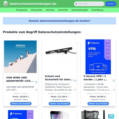 Screenshot datenschutzeinstellungen.de