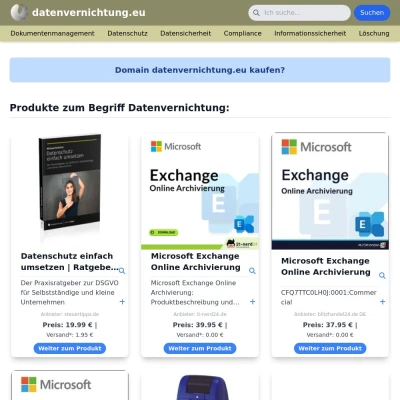 Screenshot datenvernichtung.eu