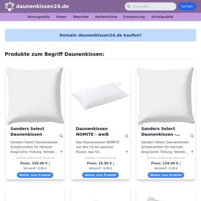 Screenshot daunenkissen24.de