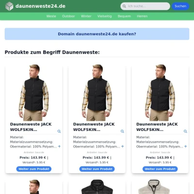 Screenshot daunenweste24.de