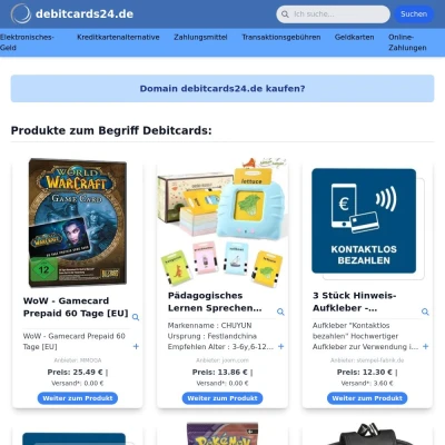 Screenshot debitcards24.de