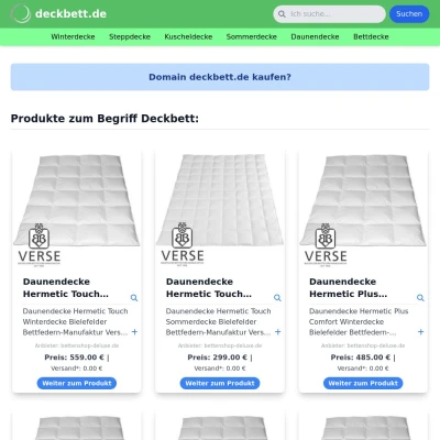 Screenshot deckbett.de