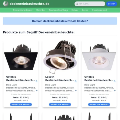 Screenshot deckeneinbauleuchte.de