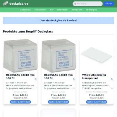 Screenshot deckglas.de