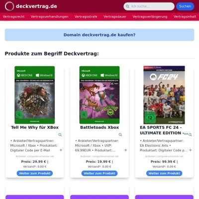Screenshot deckvertrag.de