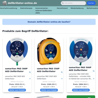 Screenshot defibrillator-online.de