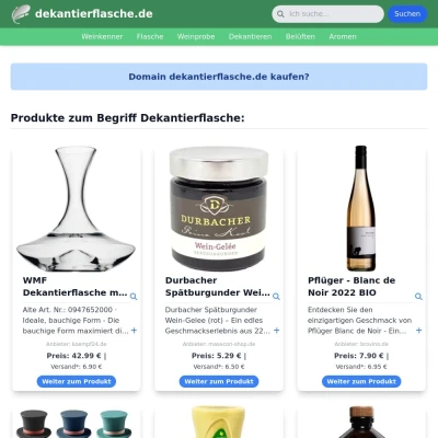 Screenshot dekantierflasche.de