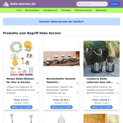 Screenshot deko-kerzen.de
