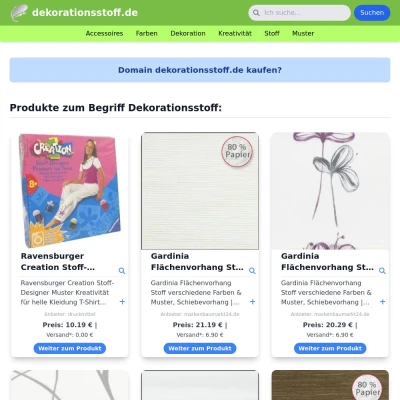 Screenshot dekorationsstoff.de