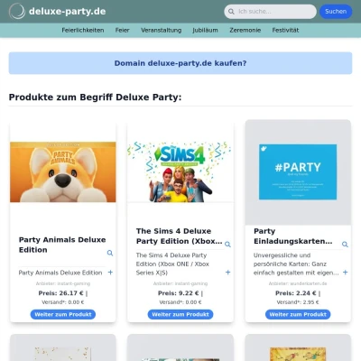 Screenshot deluxe-party.de