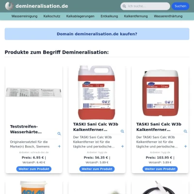 Screenshot demineralisation.de