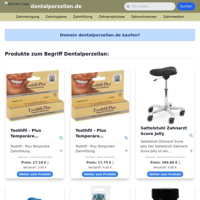 Screenshot dentalporzellan.de