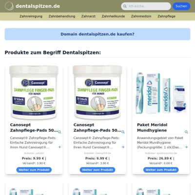 Screenshot dentalspitzen.de