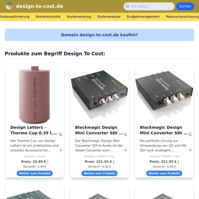 Screenshot design-to-cost.de