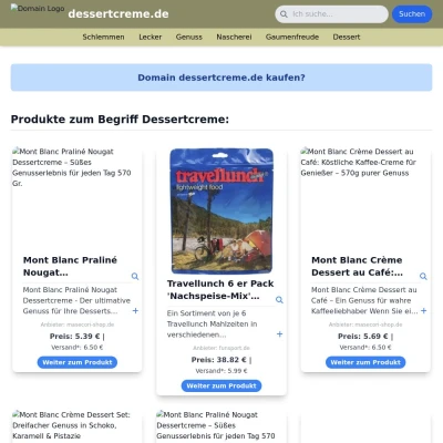 Screenshot dessertcreme.de