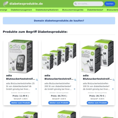 Screenshot diabetesprodukte.de