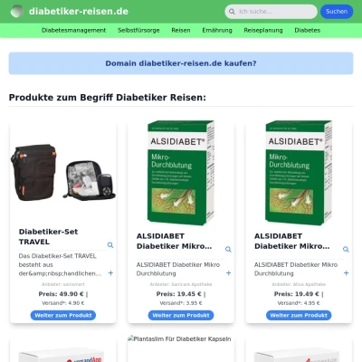 Screenshot diabetiker-reisen.de