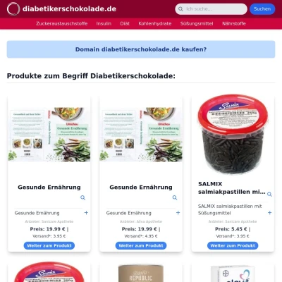 Screenshot diabetikerschokolade.de