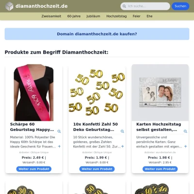 Screenshot diamanthochzeit.de