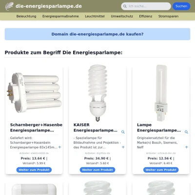 Screenshot die-energiesparlampe.de