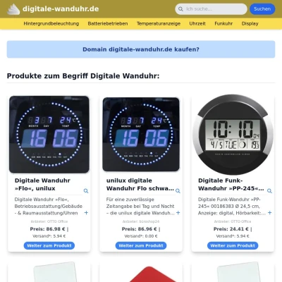 Screenshot digitale-wanduhr.de