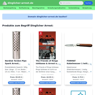 Screenshot dinglicher-arrest.de