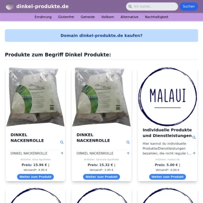 Screenshot dinkel-produkte.de