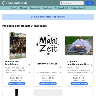 Screenshot dinnerdates.de