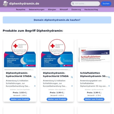 Screenshot diphenhydramin.de