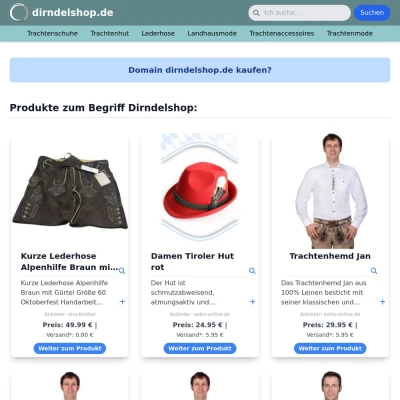 Screenshot dirndelshop.de