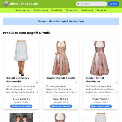 Screenshot dirndl-shop24.de