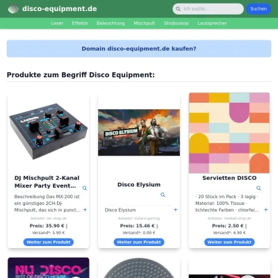 Screenshot disco-equipment.de