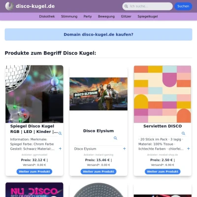 Screenshot disco-kugel.de