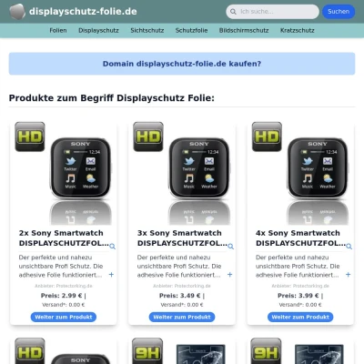 Screenshot displayschutz-folie.de