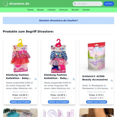 Screenshot divastore.de